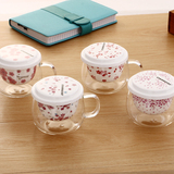 包邮带陶瓷茶隔星巴克樱花杯创意茶隔杯子经典茶花杯家用新款杯子