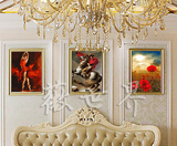 爱手工 数字油画diy 客厅欧式现代装饰画三联 拿破仑火舞虞美人