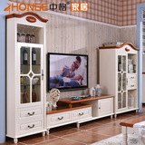 中格家具可伸缩实木电视柜简约小户型白色组合厅柜地中海地柜书柜