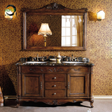TOTO美式乡村浴室柜组合落地式镜柜 橡木欧式洗漱台大理石手盆柜