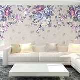 客厅沙发背景手绘田园壁纸温馨环保无纺布墙纸大型无缝壁画