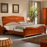 全实木床1.8米 橡木床 双人床简约现代 中式纯实木家具 特价婚床