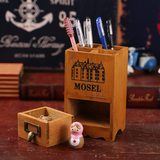 zakka杂货复古木盒 办公桌面笔筒收纳盒  创意整理小木盒子