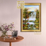 欧式风景油画竖幅酒店客厅玄关过道有框纯手绘装饰画古典山水油画