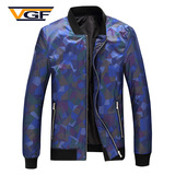vgf春季新款男士短款迷彩夹克青年韩版修身薄款立领休闲外套男装