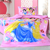 迪士尼纯棉卡通儿童床上用品三件套公主女孩学生单人床全棉床单