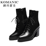 Komanic柯玛妮克正品冬季高跟新款防水台短靴女靴子K44093