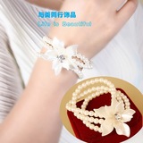 秀气百搭白色大花朵手链女甜美日韩版时尚均码弹力珍珠手串个性潮