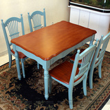 地中海餐桌 美式乡村餐桌椅组合家用餐桌吃饭桌美式餐桌实木家具