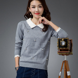 2016春秋季女士短款羊绒打底衫套头翻领毛衣韩版长袖羊毛衫针织衫