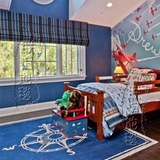 卡通地中海蓝白色航海船锚地毯 客厅/茶几/卧室/儿童房地毯可定制