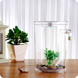 日本购自洁迷你生态小鱼缸 办公室桌面创意塑料小型金鱼缸水族箱L