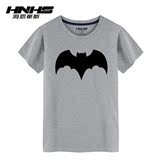 蝙蝠侠图案短袖T恤男青少年学生圆领半袖体恤衫夏天男士纯棉上衣