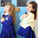 韩国童装学院风秋冬新款儿童毛衣针织衫v领女童长袖毛线开衫外套
