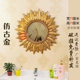 PU欧式美式复古样板房墙面壁镜艺术镜太阳玄关装饰镜壁挂镜子8258