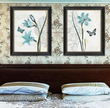 美式田园卧室挂画 床头壁画 水仙百合花卉 现代餐厅装饰画 有框画