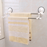 双庆不锈钢强力吸盘式毛巾架浴室免打孔双杆毛巾杆卫生间毛巾挂架