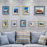 各各沃促销地中海实木照片墙 创意客厅卧室沙发背景相框挂墙9组合