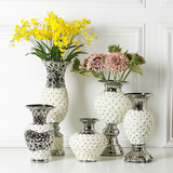 欧式家居装饰摆件陶瓷花盆花艺花器餐桌花瓶客厅摆设贴贝壳工艺品