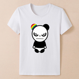 千绒会潮牌熊猫卡通图案夏装情侣男女短袖T恤 学生个性创意衣服
