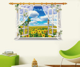 假窗天空风景墙贴画客厅卧室3D立体可移除防水pvc贴画纸走廊贴纸