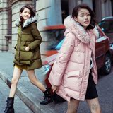 SZ韩国代购2015新款大毛领羽绒服女韩版中长款斗篷型连帽加厚外套