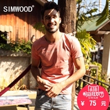 Simwood2016夏装新品男士圆领修身短袖T恤欧美潮男休闲做旧短T恤