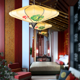 中式手绘国画吊灯伞形古典艺术宫灯客厅会所餐厅茶楼酒店工程灯具