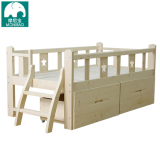 实木带护栏儿童床男孩女孩单人床公主小孩婴儿卧室松木家具小木床