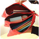 大容量帆布笔袋 韩国创意简约多层铅笔盒 日韩女孩高中学生文具盒