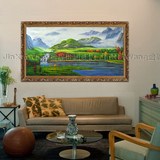 高档客厅办公室有框装饰画横幅纯手工绘欧式美式山水风景油画