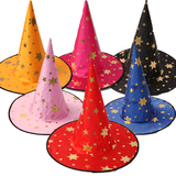 万圣节道具儿童表演头饰巫婆魔法师帽子化妆舞会装扮派对五星帽子