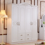 简约板式四门衣柜组合 卧室简易木质二三开门白色整体大衣橱家具
