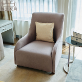 售楼处接待实木布艺软包沙发椅简约现代单人休闲椅子客厅家具定做