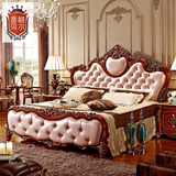 香格贝尔1.8米m欧式美式头层牛皮富贵红真皮复古实木卧室双人床