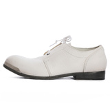 OXS意大利原产进口新潮休闲欧美做旧平跟系带白色女式皮鞋