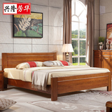 全实木床纯胡桃木床1.8米双人床简约现代1.5m中式高箱储物婚床