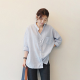 GRAY韩国代购正品2016秋装新款简约气质宽松范纯色薄款长袖衬衫女