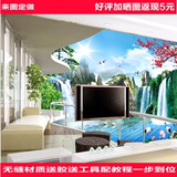 中式风景壁画 流水生财3d墙纸客厅 电视背景墙壁纸 无缝山水贴画