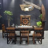 老船木茶桌椅组合中式功夫茶台全实木仿古家具简约休闲茶几茶艺桌