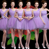 伴娘礼服2016新款紫色伴娘团服姐妹裙短款小礼服晚礼服蓬蓬裙韩式