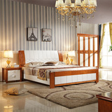 地中海实木床1.8米高档双人婚床是谁简约白色欧式床现代中式包邮