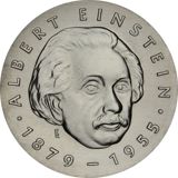【海宁潮】东德1979年爱因斯坦诞辰100周年5马克普制版纪念币