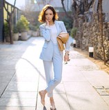 韩国代购2016春装新款潮时尚女装套装小西装外套休闲九分裤两件套