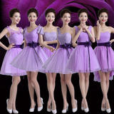 2016新款婚纱礼服伴娘礼服紫色服装大码姐妹团秋夏伴娘服短款
