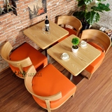咖啡厅餐桌椅 甜品奶茶店桌椅大号舒适水曲柳实木椅组合 现代田园
