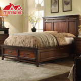 左拉家居 实木储物床美式1.8米实木床储物床双人床白蜡木家具特价