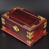 至善工艺 老挝大红酸枝珠宝箱首饰盒化妆箱红木雕摆件工艺礼品