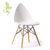 个性创意木头水滴 塑料伊姆斯椅子奶茶店桌椅酒店家用新中式餐椅