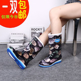新款时尚特价女士春秋夏季长筒雨鞋防滑耐磨可爱花朵雨靴工作鞋水